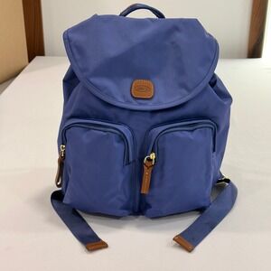 Bric's X-Travel City Nylon Backpack Piccolo Women Small Blue Leather Italian Bag